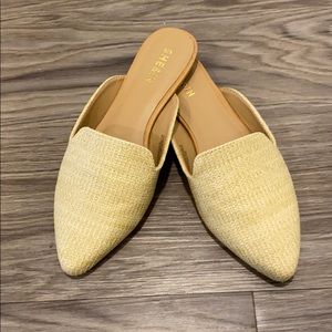Woven rattan mule slip on shoes